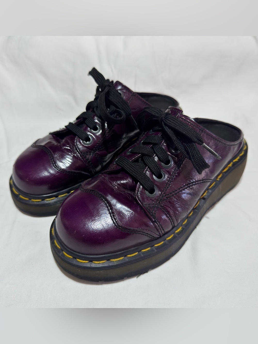 Vintage Dr Martens Oxford Mules Clogs Shoes Purple Made in England Women's US 7